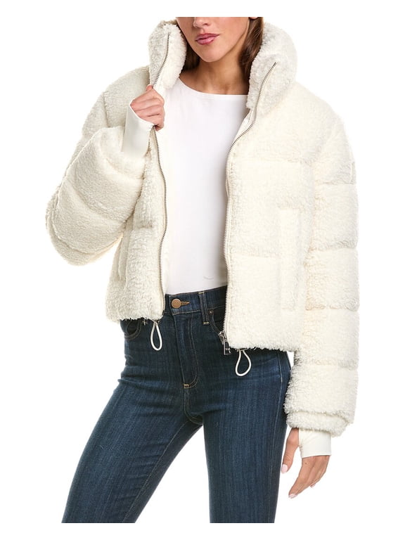 womens Down Sherpa Puffer Jacket, xs, White