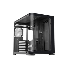 SAMA Mid-Tower PC Case, Curved Tempered Glass, USB Type-C, ATX/MATX/ITX Back-Connect Support, 360mm Liquid Cooler Compatible - V60E Black Computer Case