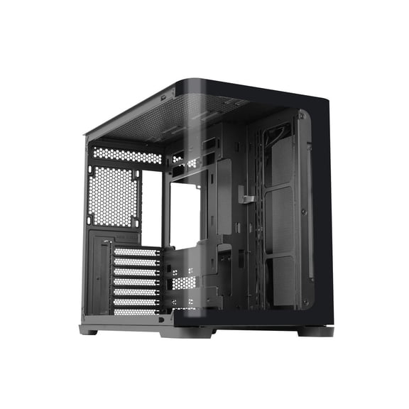SAMA Mid-Tower PC Case, Curved Tempered Glass, USB Type-C, ATX/MATX/ITX Back-Connect Support, 360mm Liquid Cooler Compatible - V60E Black Computer Case