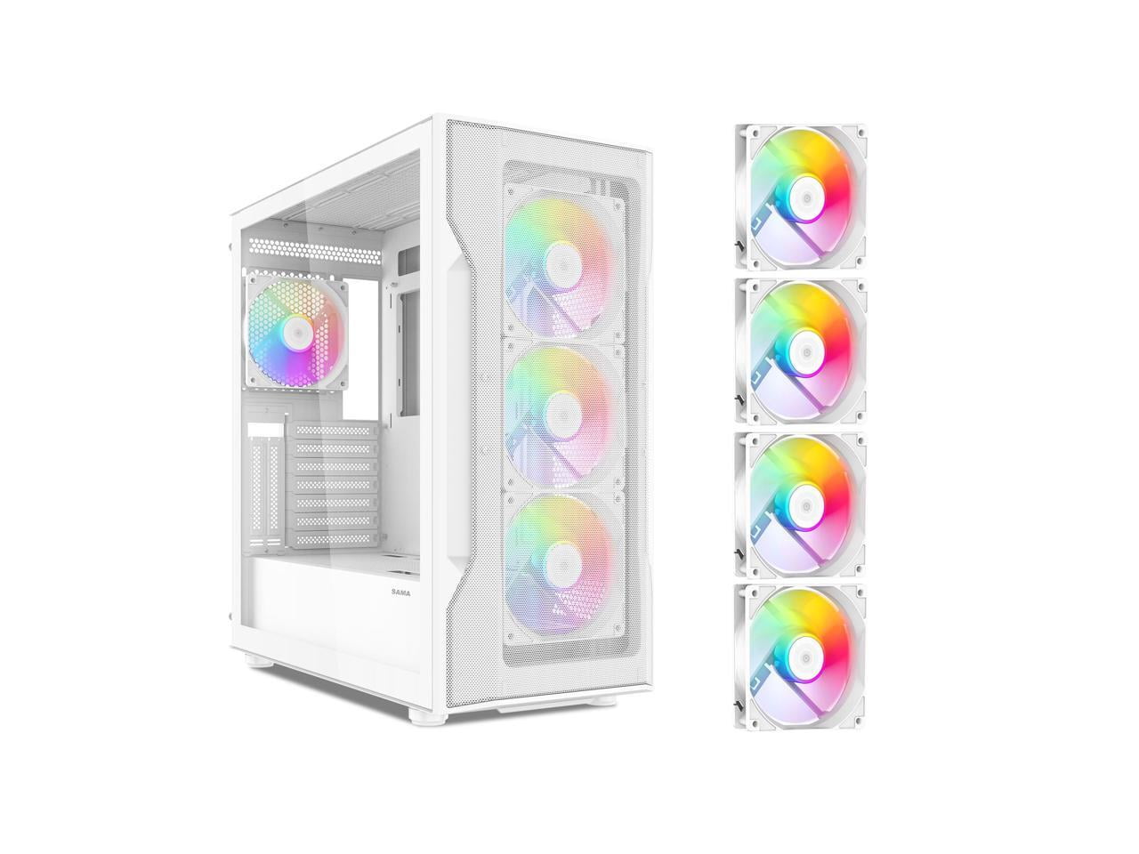 SAMA S40 White ATX Mid Tower Case - High Airflow, 4x 120mm ARGB PWM ...