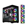thumbnail image 1 of SAMA SV01 Mid Tower ATX Gaming PC Computer Case Black, 4 Addressable RGB Fans Pre-Installed, Tempered Glass Side Panel, Back Plug Motherboard Design, 1 of 7
