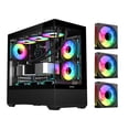 thumbnail image 1 of SAMA SV02 ATX Computer Gaming PC Case Mid Tower Black with 3 ARGB Fans Pre-Installed, Tempered Glass Transparent Side Panel,BTF Back Plug Motherboard Design, 1 of 7