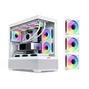 SAMA SV02 Dual USB3.0 and Type C Tempered Glass ATX Mid Tower Gaming PC Computer Case, 3 Addressable RGB Fans Pre-Installed, Support BTF Back Plug Motherboard