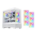 thumbnail image 1 of SAMA V40 White ATX Mid Tower PC Case, 6 Pre-Installed 120mm ARGB PWM Fans, Dual Tempered Glass Panels, Vertical Airflow Design, Gaming Computer Case for ATX/Micro-ATX/ITX Motherboard, 1 of 7