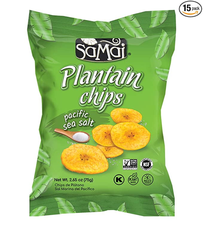 SAMAI Pacific Sea Salt Plantain Chips 2.65oz (Pack of 15) Gluten Free, All Natural, NONGMO