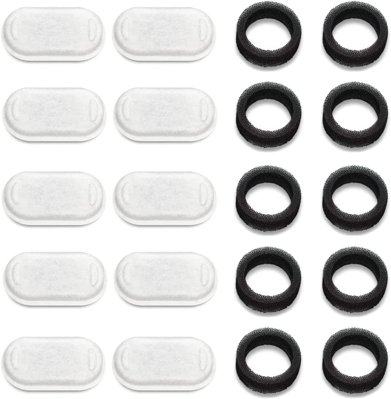 Samanija 10-Pack Cat Water Fountain Filters with Sponges