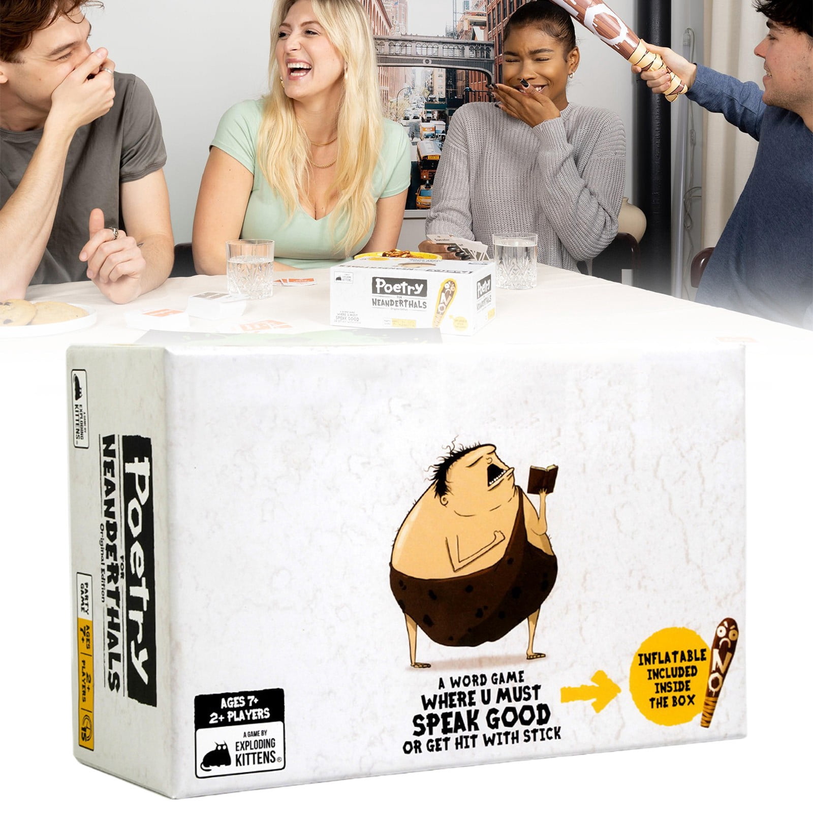 Exploding Kittens Poetry For Neanderthals – Wortratespiel, Ab 7 Jahren, 2+ Spieler, Englische Version