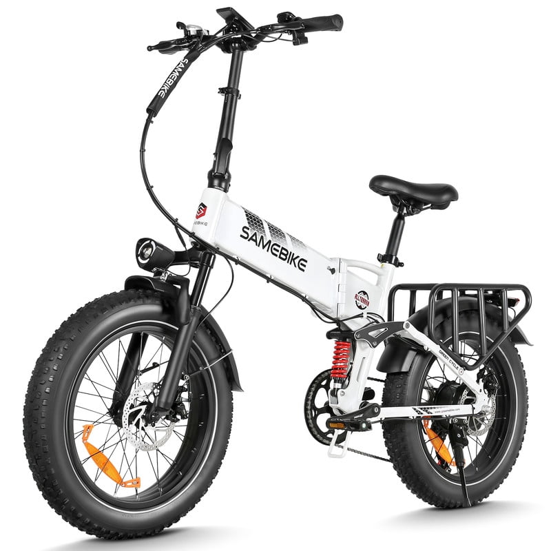 SAMEBIKE 749w Folding Electric Bike for Adults, 48V 15Ah Removable Battery E-Bike, Up to 70 Miles Range, 20" x 4.0 Fat Tire Electric Mountain Bike with Dual Suspension, 7-Speed Commuter Bicycle
