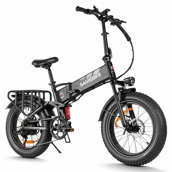 SAMEBIKE 749w Folding Electric Bike for Adults, 48V 15Ah Removable Battery E-Bike, Up to 70 Miles Range, 20" x 4.0 Fat Tire Electric Mountain Bike with Dual Suspension, 7-Speed Commuter Bicycle
