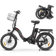 SAMEBIKES CY20 20" Electric Bike for Adults, 350W Foldable Ebike,36V 13AH Removable Battery,Shimano 7-Speed Step-Through Commuter Bike Man Woman UL2849
