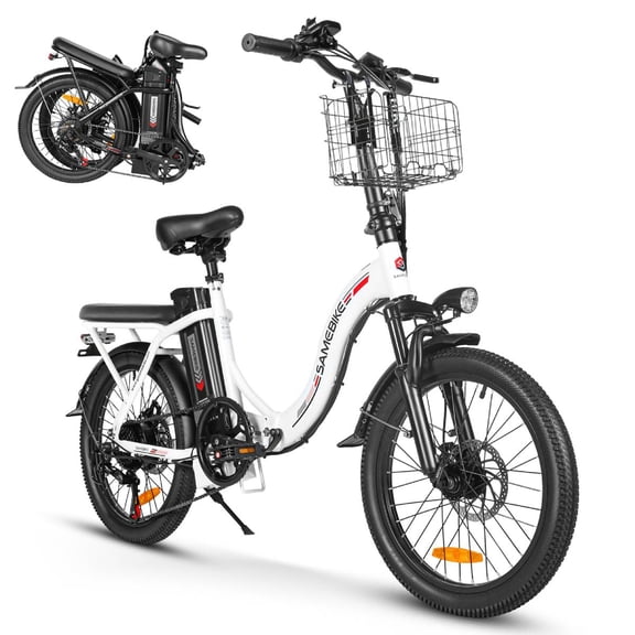 SAMEBIKE Electric Bike for Adults, 20" x 3" Fat Tire Ebike, 749W Motor, 20MPH, 468Wh Removable Battery, Up to 60 Miles Range, 7-Speed Step-Thru Commuter Electric Bicycle