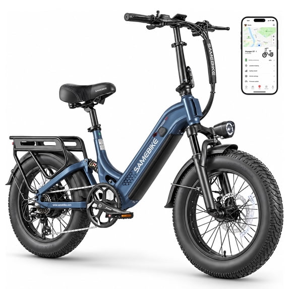 SAMEBIKE Electric Bike for Adults, 750W Peak Motor, 28 MPH, 48V 20Ah Removable Battery, 20"x4.0" Fat Tire E-Bike, Hydraulic Disc Brakes, 90-Mile PAS Range for Snow, Beach and Commuting