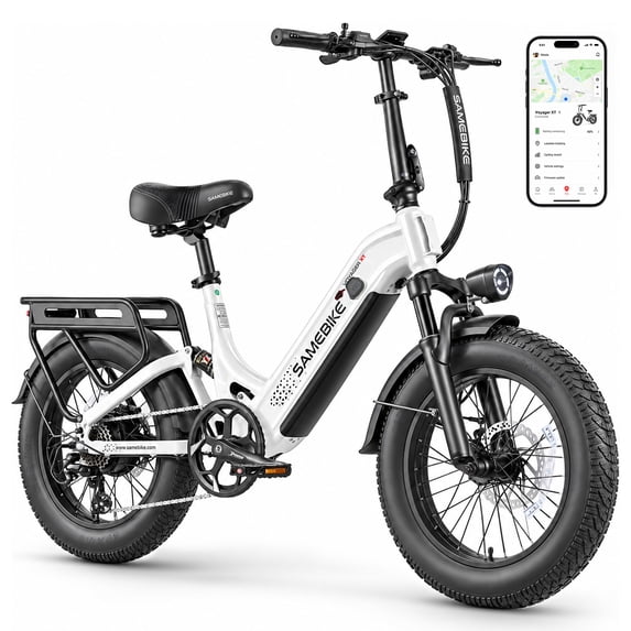 SAMEBIKE Electric Bike for Adults, 750W Peak Motor, 28 MPH, 48V 20Ah Removable Battery, 20"x4.0" Fat Tire E-Bike, Hydraulic Disc Brakes, 90-Mile PAS Range for Snow, Beach and Commuting