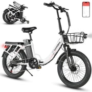 SAMEBIKE Foldable Electric Bike for Adults, 20*3 Fat Tire Ebike with 1200W Peak Motor, 28 MPH Max Speed, 48V13AH Removable Battery, Up to 55 Miles Range, Front Suspension Step-Thru E Bike