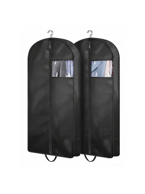 SAMFIT 2 Pack Suit Garment Bags, 43 in Gusseted Hanging Garment Bags for Men Suit Cover With Handles Breathable Vents for Travel Luggage and Home Closet Organization.