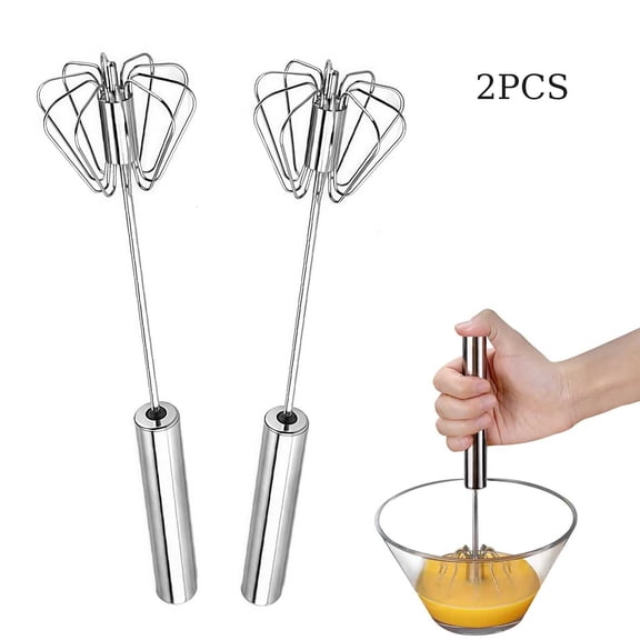 SAMFIT 2PACK Stainless Steel Rotary Egg Whisk, 12 in Manual Hand Mixer with Comfort Grip forBlending, Whisking, Beating & Stirring ,No Batteries, Easy to Clean & Control.