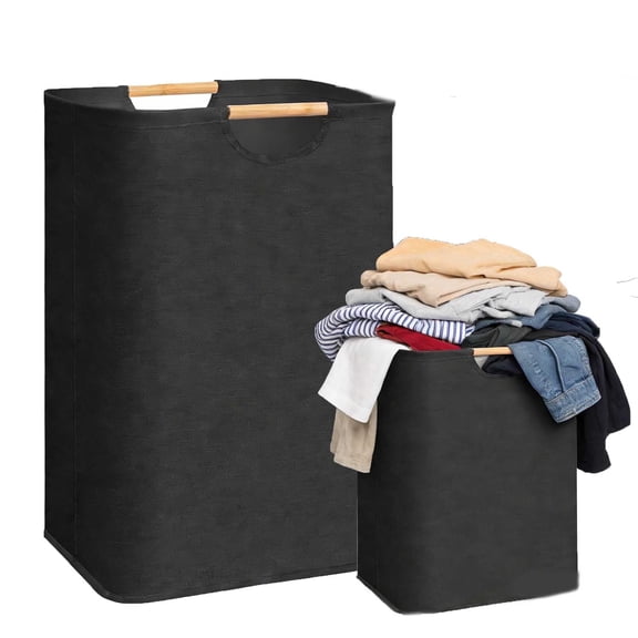 SAMFIT Large Laundry Hampe,80L (21.1 Gal) Bamboo Handles, Waterproof Clothes with Breathable Mesh, Foldable Hamper Portable Storage for Laundry Room, Dorm, Travel, and Camping.