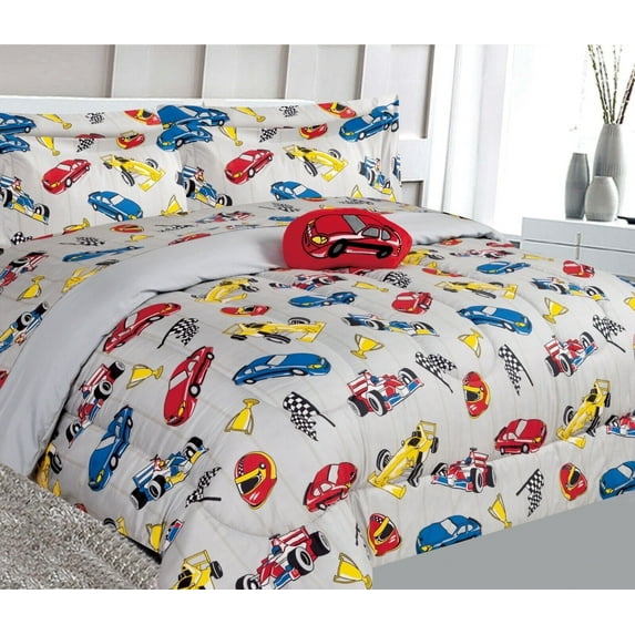 SAMIMPORT-2011 6-Piece Racing Cars Red Comforter Set, Twin