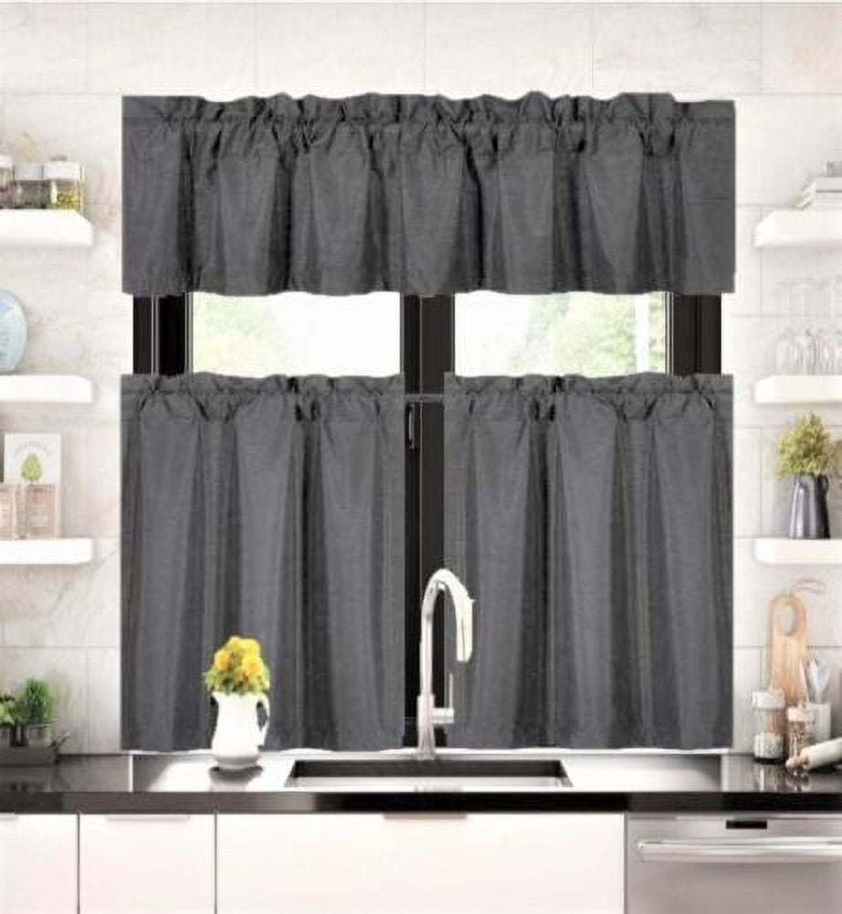 SAMIMPORT-2011 Charcoal Rod Pocket Sheer Curtains, 28” x 24” (2 Panels ...