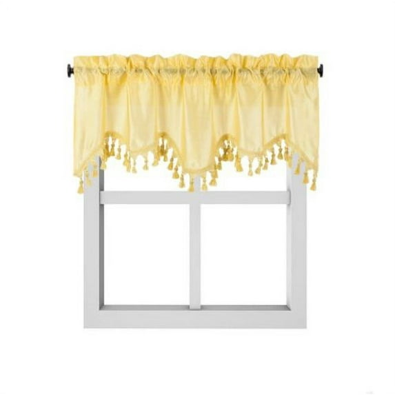 SAMIMPORT-2011 Classic Yellow Solid Print Rod Pocket Light Filtering Kitchen Curtain, 55” x 18”