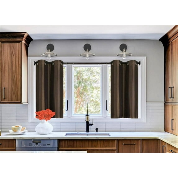 SAMIMPORT-2011 Privacy Brown Grommet Blackout Kitchen Curtains, 30 x 36 in (2 Panels)
