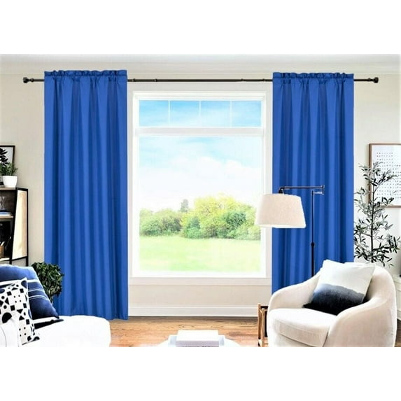 SAMIMPORT-2011 Royal Blue Thermal Rod Pocket Blackout Curtains, 37” x 84” (2 Panels)