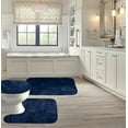 thumbnail image 1 of SAMIMPORT-2011 Soft Plush Solid Blue Polyester Bath Rug Set, 18" x 30", Non-Slip Backing (3 Count), 1 of 3