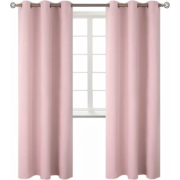 SAMIMPORT-2011 light pink Thermal Insulation Grommet Blackout Kitchen Curtains, 37” x 84” (2 Panels)