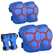 SAMIT Knee Pads for Kids 3-8 Years Boys Girls Protective Gear Set Toddler Knee and Elbow Pads with Wrist Guards 6 in 1 Safety Gear Set for Skating Cycling Bike Rollerblading Scooter Roller Skates