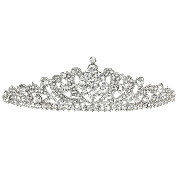SAMKY Bridal Floral Rhinestone Tiara Crystal Embellished Prom and Wedding Crown