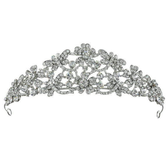 SAMKY Bridal Tiara with Gold-Plated Rhodium and Rhinestone Flowers