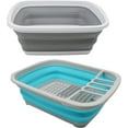 thumbnail image 1 of SAMMART 10 Litre (2.6 Gallons) Collapsible Tub & 8L (2.11Gallons) Collapsible Dish Drainer with Drainer Board (Grey+Cyanine (Set of 2)), 1 of 7
