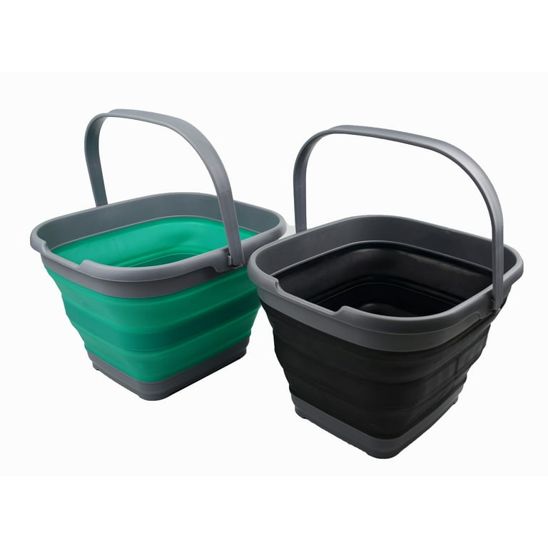 SAMMART Collapsible Rectangular Handy Basket Set Of 2 - 10L (2.6 Gallon) Capacity, Grey 7 thumbnail image
