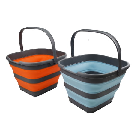 SAMMART 10L (2.6 Gallon) Set of 2 Collapsible Rectangular Handy Basket / Bucket