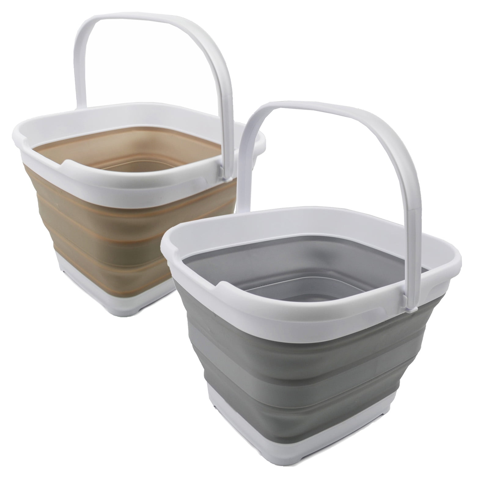 SAMMART Collapsible Rectangular Handy Basket Set Of 2 - 10L (2.6 Gallon) Capacity, Grey 2 thumbnail image