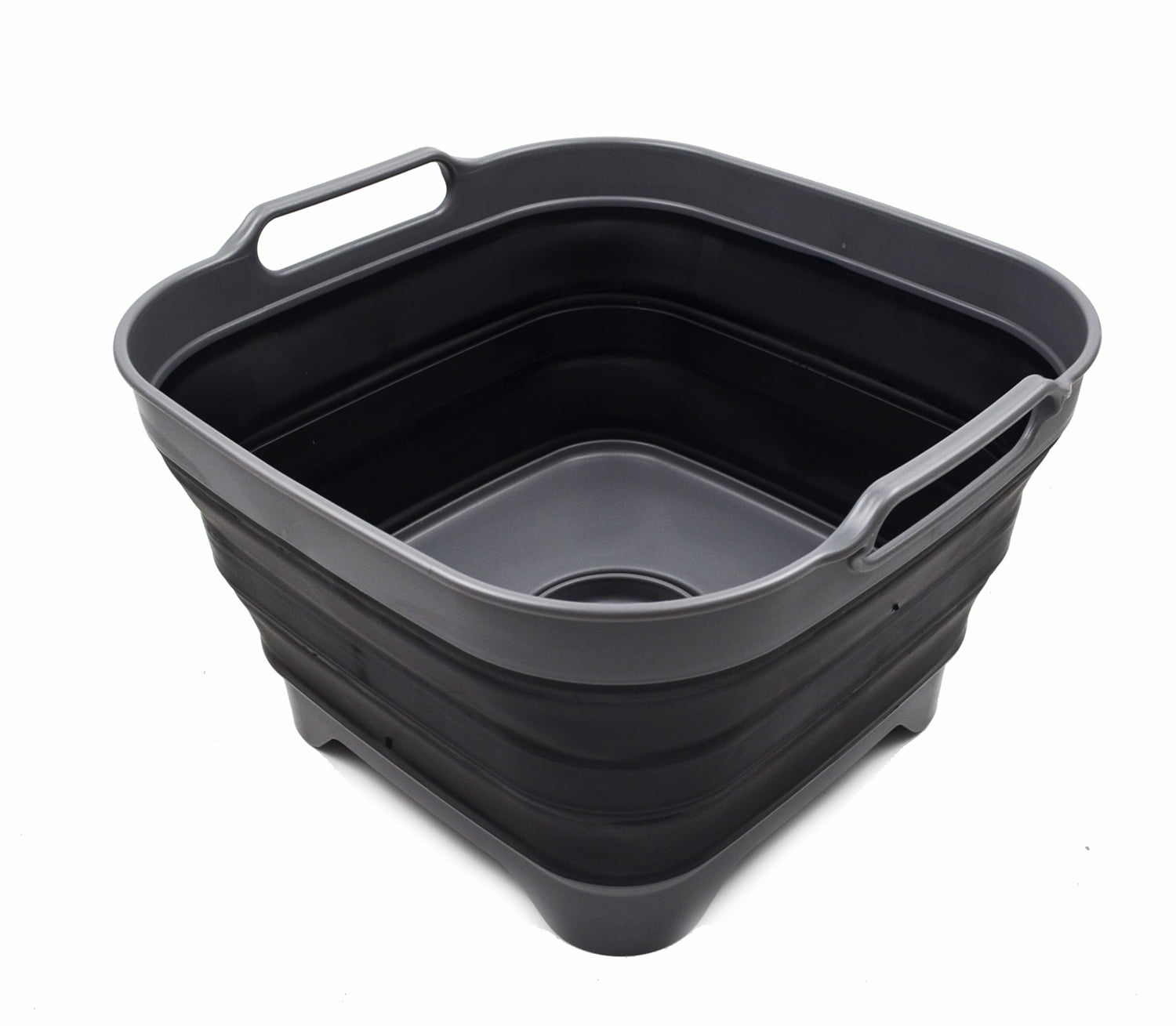 SAMMART 10L (2.6 Gallons) Set of 2 Collapsible Tub - Foldable Dish Tub -  Portable Washing Basin - Space Saving Plastic Washtub (Sea Angel + Orange,  2)