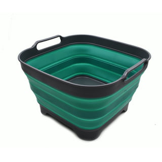 SAMMART 7.7L (2 Gallon) Collapsible Tub - Foldable Dish Tub - Portable Washing Basin - Space Saving Plastic Washtub (Grey S)