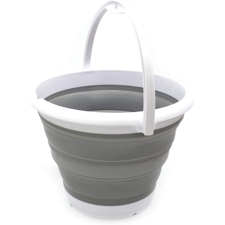 SAMMART 10L (2.64Gallon) Collapsible Fishing Bucket - Foldable Round Tub - Portable Plastic Water Pail - Space Saving Outdoor Waterpot - Trunk Organizer