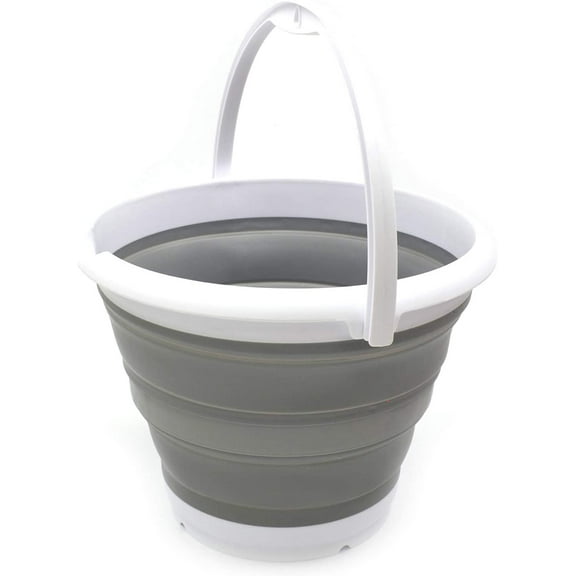 SAMMART 10L (2.64Gallon) Collapsible Fishing Bucket - Foldable Round Tub - Portable Plastic Water Pail - Space Saving Outdoor Waterpot - Trunk Organizer
