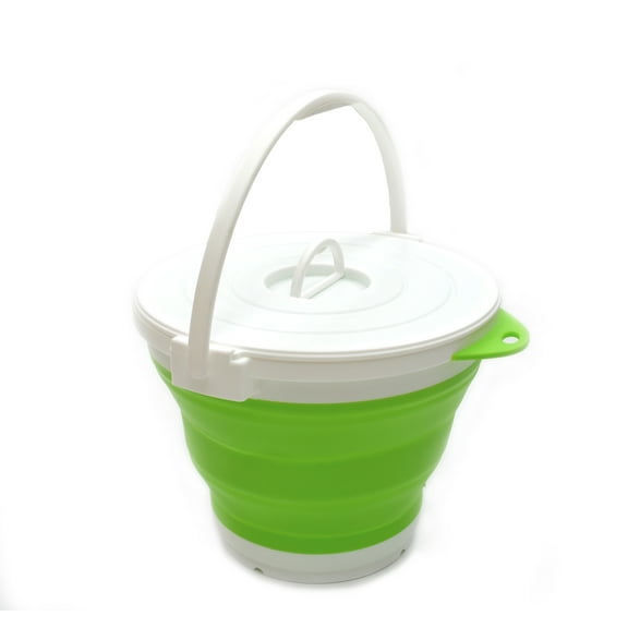 SAMMART  10L (2.64Gallon) Collapsible Fishing Bucket with Locking Lid - Foldable Round Tub - Portable Plastic Water Pail - Space Saving Outdoor Waterpot - Trunk Organizer For All Types Of Vehicles