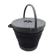 SAMMART 10L(2.64Gallon) Collapsible Fishing Bucket with Locking Lid - Foldable Round Tub - Portable Plastic Water Pail - Space Saving Outdoor Waterpot
