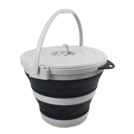 SAMMART 10L (2.64Gallon) Collapsible Fishing Bucket with Locking Lid - Portable Plastic Water Pail - Space Saving Outdoor Waterpot - Trunk Organizer for All Types of Vehicles