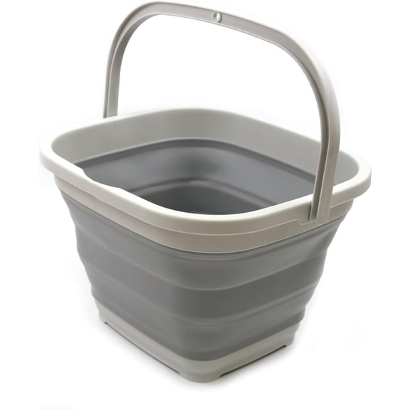 SAMMART 11L (2.9 gallons) Collapsible Plastic Rectangular Bucket - Foldable Washing tub with Handle - Pop Up Saving Outdoor Waterpot