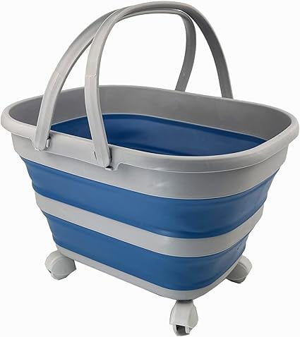SAMMART 17L(4.5 gallons) Collapsible Plastic Tub with Handle & Wheels ...