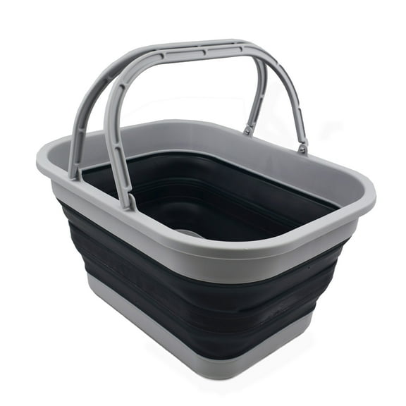 SAMMART 19L (5 Gallons) Collapsible Tub with Handle - Portable Outdoor Picnic Basket/Crater - Foldable Shopping Bag - Space Saving Storage Container