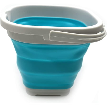 SAMMART 2.6L (0.68 Gallon) Super Mini Sqare Collapsible Plastic Bucket - Foldable Square Tub - Portable Fishing Water Pail - Space Saving Outdoor Waterpot