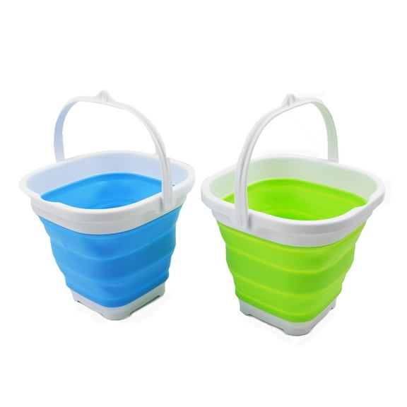 SAMMART 2.6L (0.68 Gallon) Super Mini Sqare Collapsible Plastic Bucket - Foldable Square Tub - Portable Fishing Water Pail - Space Saving Outdoor Waterpot