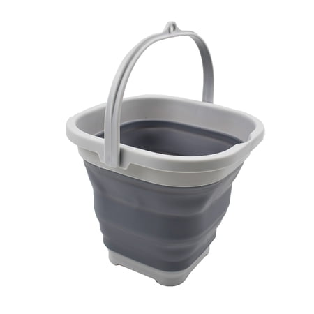 SAMMART 2.6L (0.68 Gallon) Super Mini Sqare Collapsible Plastic Bucket - Foldable Square Tub - Portable Fishing Water Pail - Space Saving Outdoor Waterpot