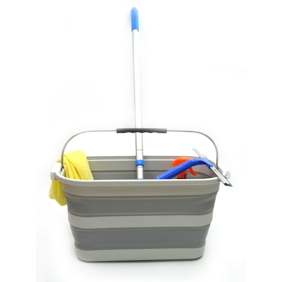 SAMMART 20.8L (5.49Gallon) Collapsible Rectangular Handy Basket / Bucket (Grey)