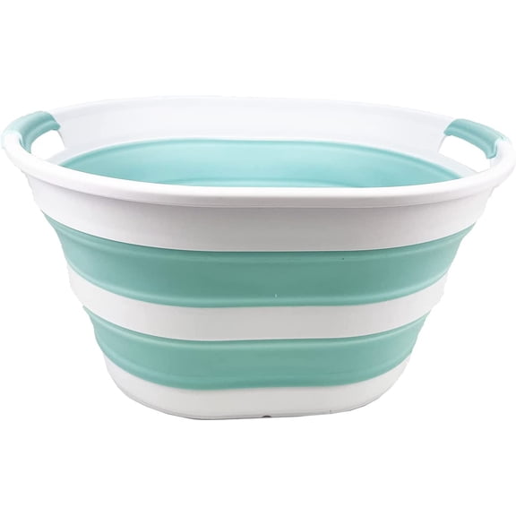 SAMMART 23L (6 Gallons) Collapsible Plastic Laundry Basket - Oval Tub / Basket - Foldable Storage Container / Organizer - Portable Washing Tub - Space Saving Laundry Hamper